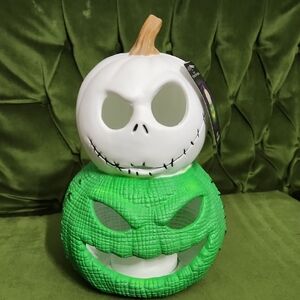 Nightmare Before Christmas White and Green Light Up Pumpkins